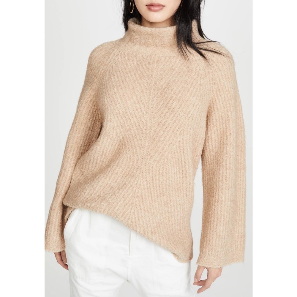 Theory Moving Rib Turtleneck Sweater, Light Natural - Picture 6 of 14
